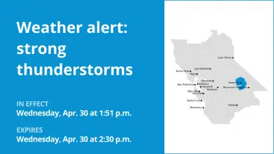 Update: Pea-sized hail expected with thunderstorms to hit Yosemite Wednesday – gusts as high as 40 mph