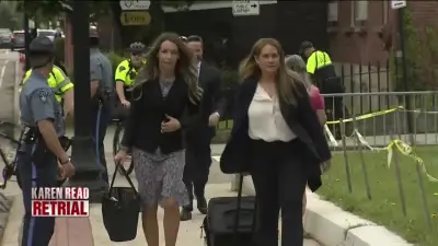 Karen Read and lawyers arrive at Dedham courthouse as murder retrial resumes